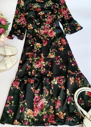 Шикарное сатиновое платье в цветы f&amp;f2 фото