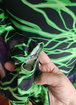 Крутая неформальная эмо рейв панк платье с перчатками молниями разводы7 фото