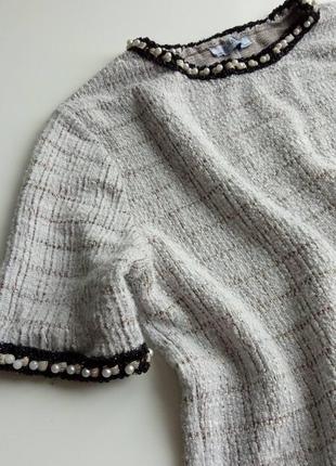 Блуза трикотажная с бусинами zara