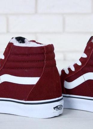 Зимние кеды на меху vans sk-8 bordo suede (женские и мужские размеры 397 фото