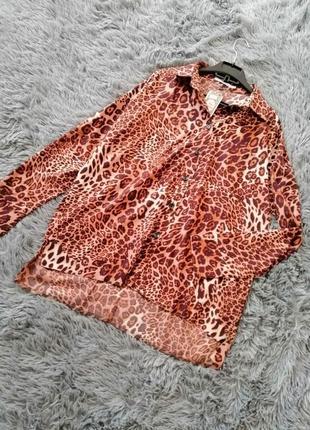 Легка крепдешинова блузка сорочка звірячі хижий принт лео леопард розмір універсальний 44 48 лёгкая9 фото