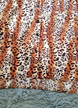 Легка крепдешинова блузка сорочка звірячі хижий принт лео леопард розмір універсальний 44 48 лёгкая10 фото