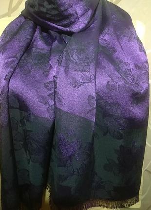 Палантин фиолетового цвета,ткань жаккард4 фото