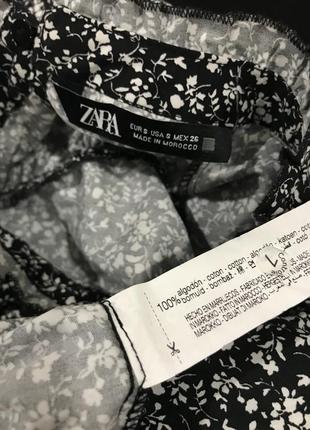 Zara платье zara из поплина с принтом: черно-белый с цветочным принтом10 фото