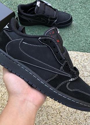 Кроссовки jordan 1 retro low travis scott black phantom джордан тревис черный фантом