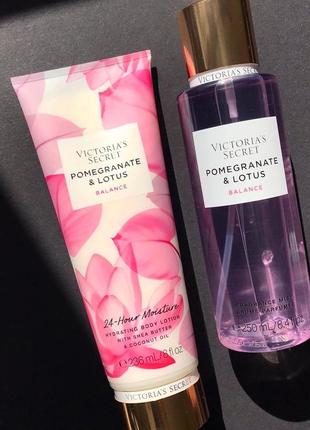 Набір victoria’s secret лосьйон спрей pomegranate lotus natural beauty виктория сикрет набор