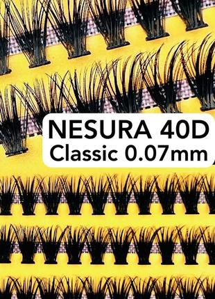 Вії nesura eyelash classic 40d, вигини c та d, 0,07, 60 пучків