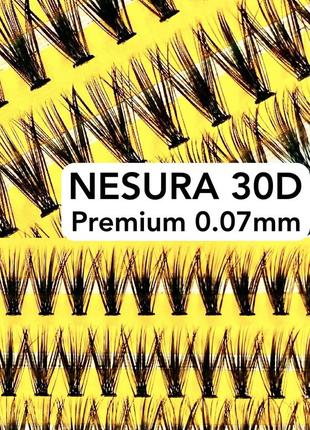 Пучкові накладні вії nesura eyelash premium 30d вигини c та d несура