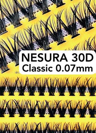 Пучкові накладні вії nesura classic 30d вигини c та d несура1 фото