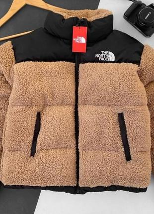 Куртка зимняя в стиле the north face меховушка тедди цвет: кофейная,мокко