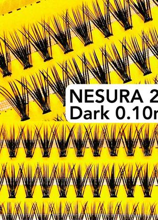 Накладні пучкові вії nesura premium 20d dark вигини c та d товщина 0,10 мм несура 20d густі2 фото