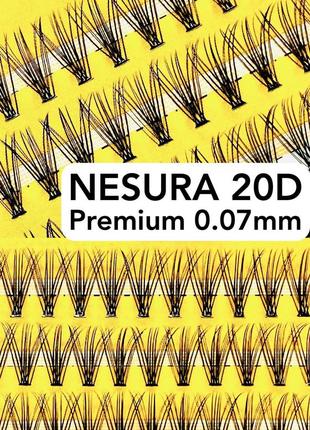 Накладні пучкові вії nesura premium 20d вигини c та d товщина 0,07 мм несура1 фото