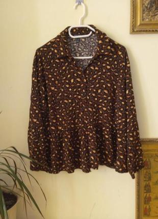 Блуза сорочка  бавовна батал леопард3 фото
