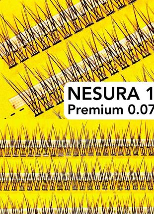 Пучкові накладні вії ластівчин хвіст nesura premium 12d у вигині с та d 0,07 мм2 фото