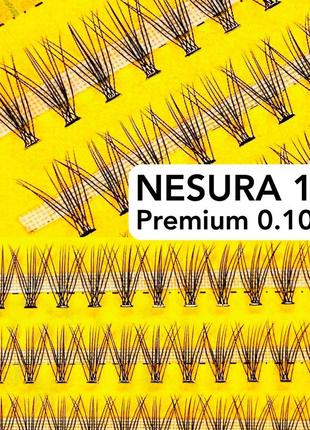 Пучкові накладні вії nesura eyelash premium 10d 6-15 мм вигини c та d несура2 фото