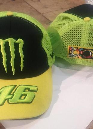 Бейсболка   46 valentino rossi and monster energy   (желто-черная, сетка)