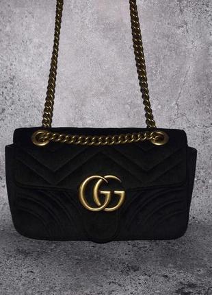 Gucci gg marmont velvet mini (женская сумка гучи мармонт вельвет мини1 фото