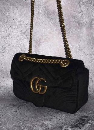 Gucci gg marmont velvet mini (женская сумка гучи мармонт вельвет мини2 фото