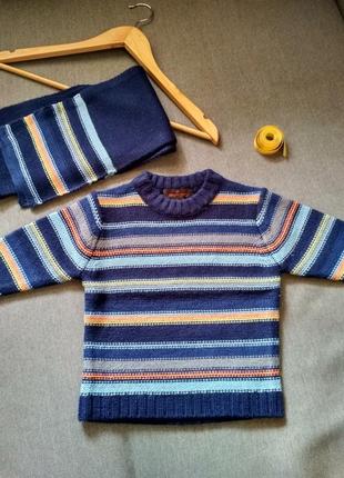 Новий в'язаний светр із шарфом reputation, шай, хлопчику на 2 3 4 роки