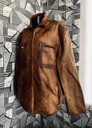 Винтажная байкерская кожаная мото куртка кэмел dj dorjan leder collection.2 фото