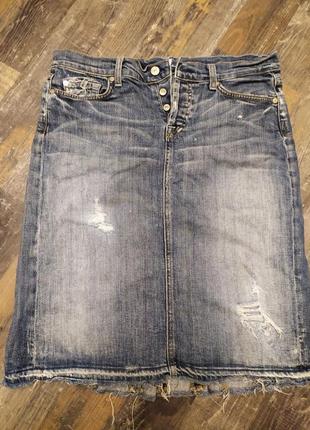 Модна джинсова спідниця зі шлейфом1 фото