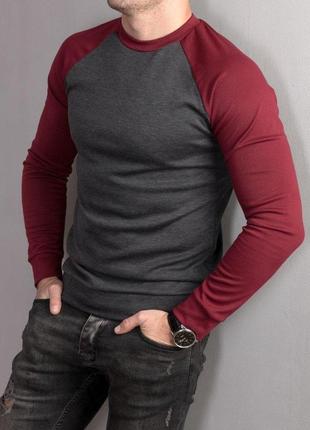 Мужской casual серый свитшот с рукавами реглан ( три цвета )6 фото