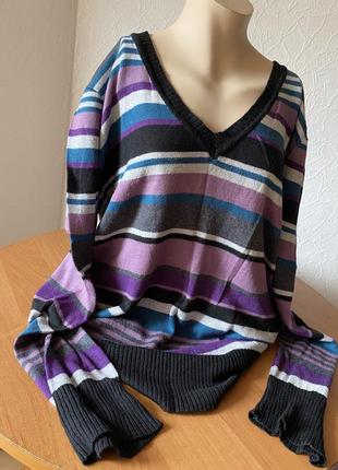 Цветной джемпер в полоску, полоскатый сведр свитер1 фото
