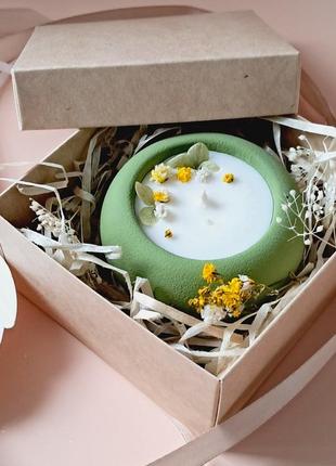 Серия эко свеч "оливковый горшок" в подарочной коробке1 фото