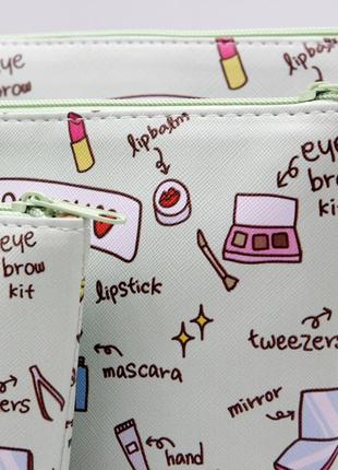 Косметичка велика м'ятна in my pouch, зручна дорожня сумка-косметичка на блискавці5 фото