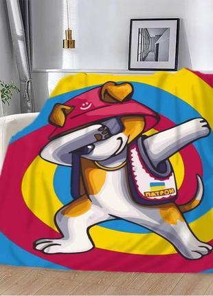 Плед патриотический пес патрон панама калуш качественное покрывало с 3d рисунком размер 80×100