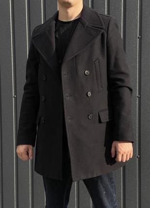 Оригінальне вовняне двобортне пальто allsaints torrent coat8 фото