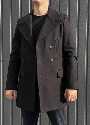 Оригінальне вовняне двобортне пальто allsaints torrent coat7 фото