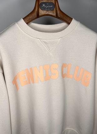 Світшот оверсайз на флісі бежевого кольору tennis club h&m🔥7 фото