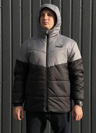 Оригінальна нова куртка puma padded jacket in black and grey