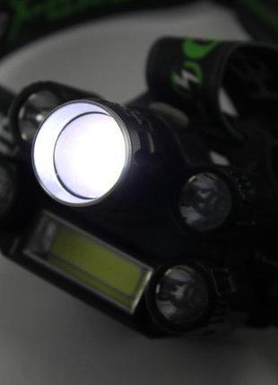 Ліхтарик налобний ліхтар bailong bl-t64-t6+4xpe+cob із зарядним пристроєм та акумуляторами (006853)3 фото
