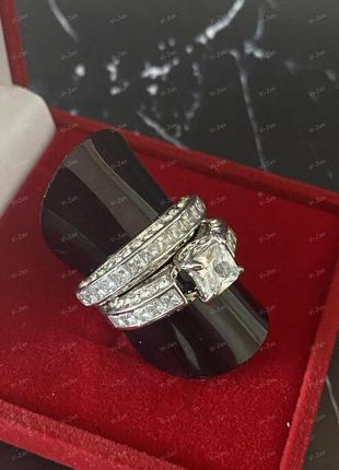 Красивое кольцо, оригинальное кольцо, модное кольцо, двойное кольцо, кольцо бижутерия.1 фото