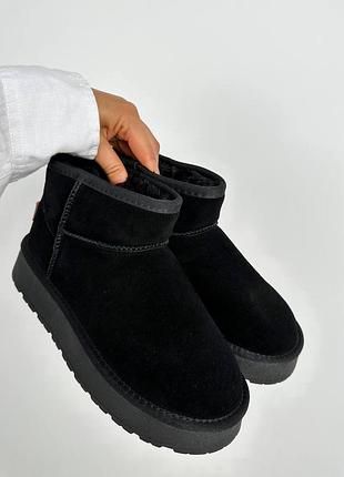 Уггі натуральна замша чорні висока підошва угі угги уги черные натуральная замша...