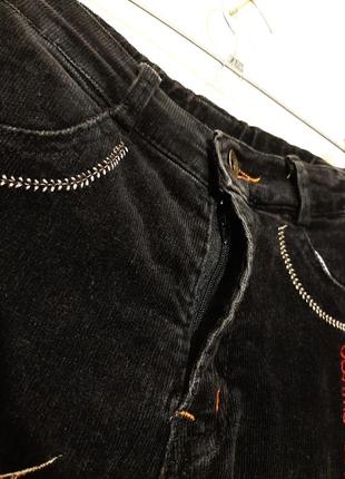 Штани джинси вельвет теплі чорно-сірі демі/зима подвійні-на теплій підкладці на хлопчика 8-9-10років6 фото