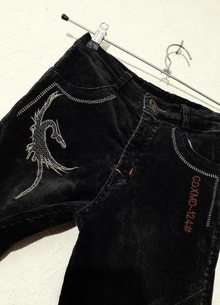 Штани джинси вельвет теплі чорно-сірі демі/зима подвійні-на теплій підкладці на хлопчика 8-9-10років5 фото