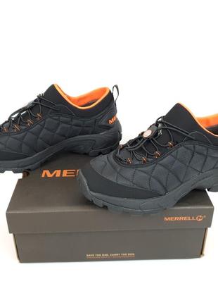 Зимние кроссовки термо мужские черные с оранжевым merrell ice cup. спортивная зимняя обувь мерелл2 фото