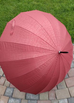Зонт трость женский красного цвета с чехлом