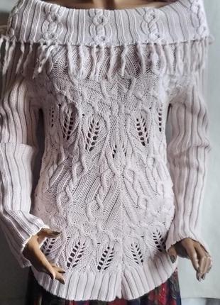 Бежевый коттоновый свитер8 фото
