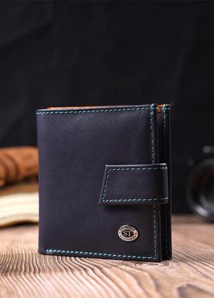 Компактный женский кошелек из натуральной кожи st leather 19425 синий8 фото