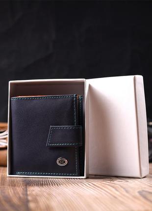 Компактный женский кошелек из натуральной кожи st leather 19425 синий10 фото
