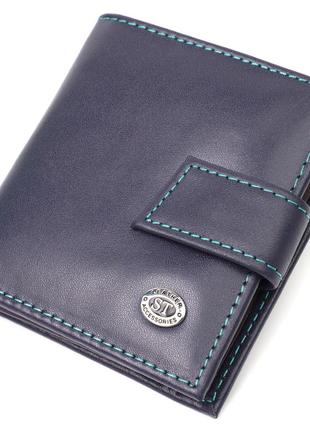 Компактный женский кошелек из натуральной кожи st leather 19425 синий1 фото