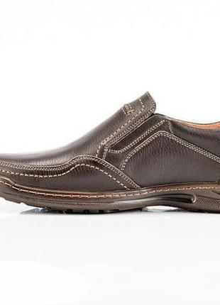 Мужские кожаные туфли comfort walk brown. код: 006 к