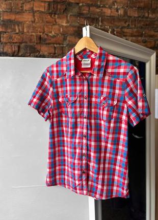 Jack wolfskin women’s plaid short sleeve button shirt жіноча сорочка на короткий рукав