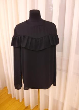 Кофта блуза с воланом черная от only раз.36-381 фото