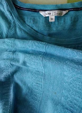 Р 16 / 50-52 красивая голубая кофта свитер джемпер с рукавом 3/4 хлопок трикотаж fat face7 фото
