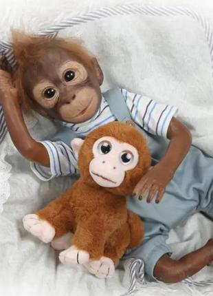 Силіконова колекційна лялька реборн мавпа хлопчик бонго (вінілова лялька мавпа) висота 52 см3 фото